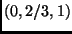$(0, 2/3, 1)$