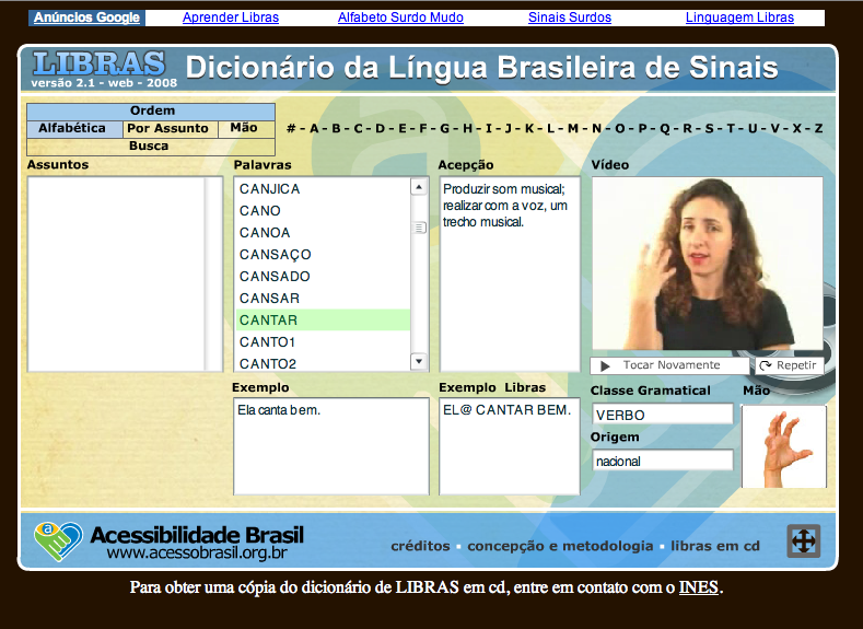 DICIONÁRIO DE LIBRAS ON LINE